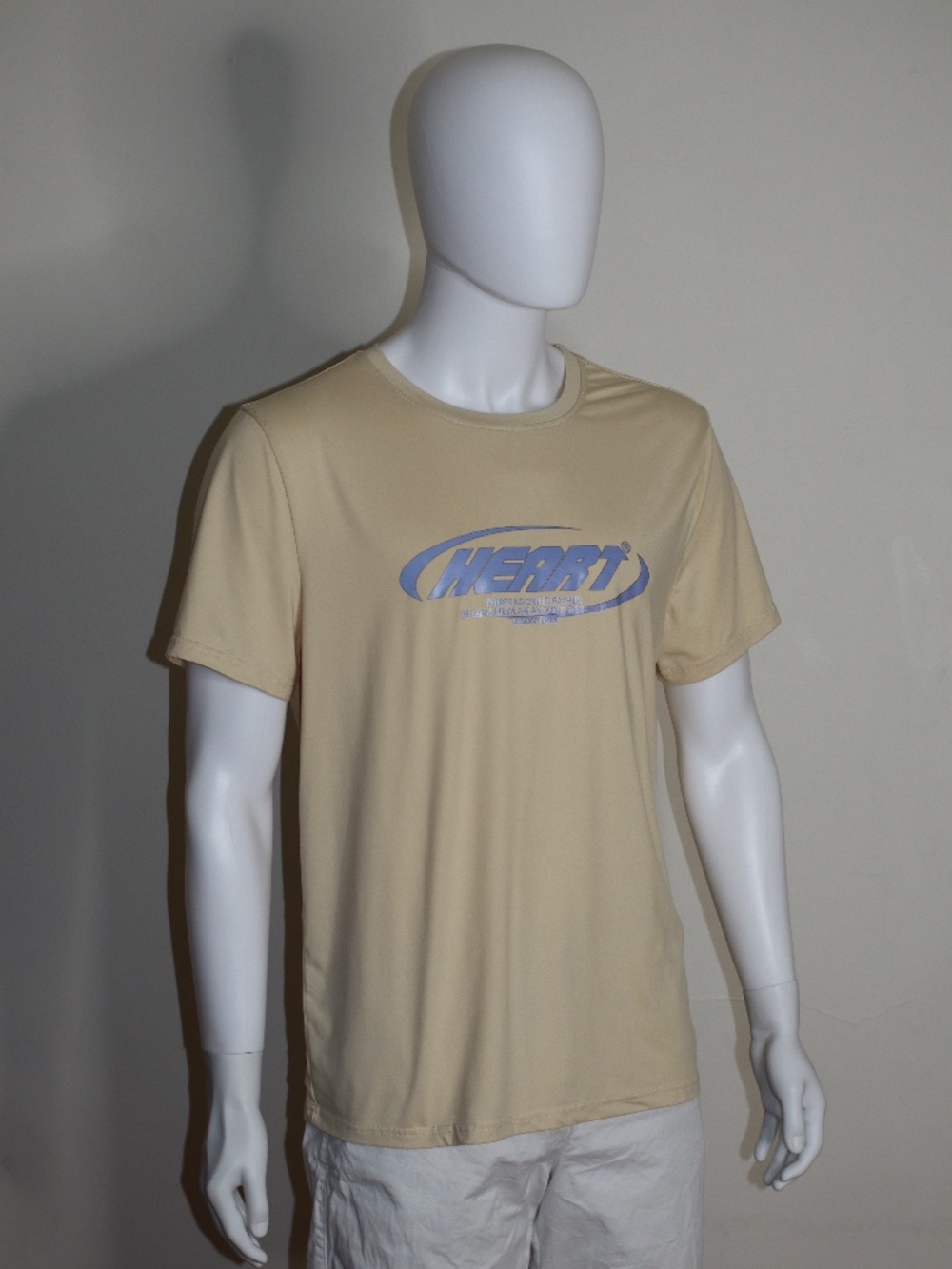 Stylish Beige Heart Graphic Short Sleeve T-Shirt